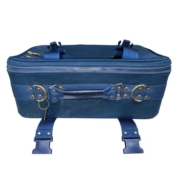 Vintage Valoroso Navy Rolling Suitcase with Brass Hardware – Classic Pilot Style - Picture 4 of 14